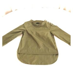 J. Crew button funnel neck blouse olive green 6P